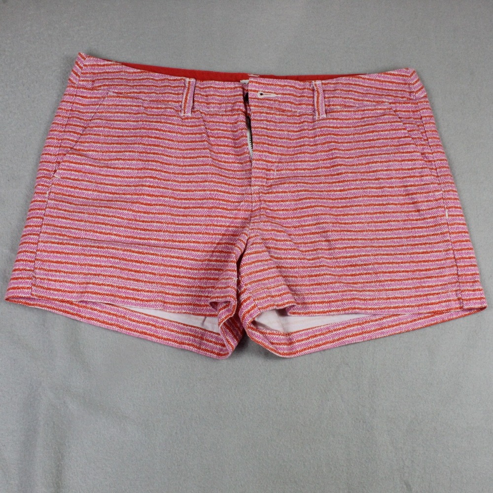 Merona Shorts Striped‎ Cotton Chino Mid Rise 10 Pink Orange Red Summer Nautical